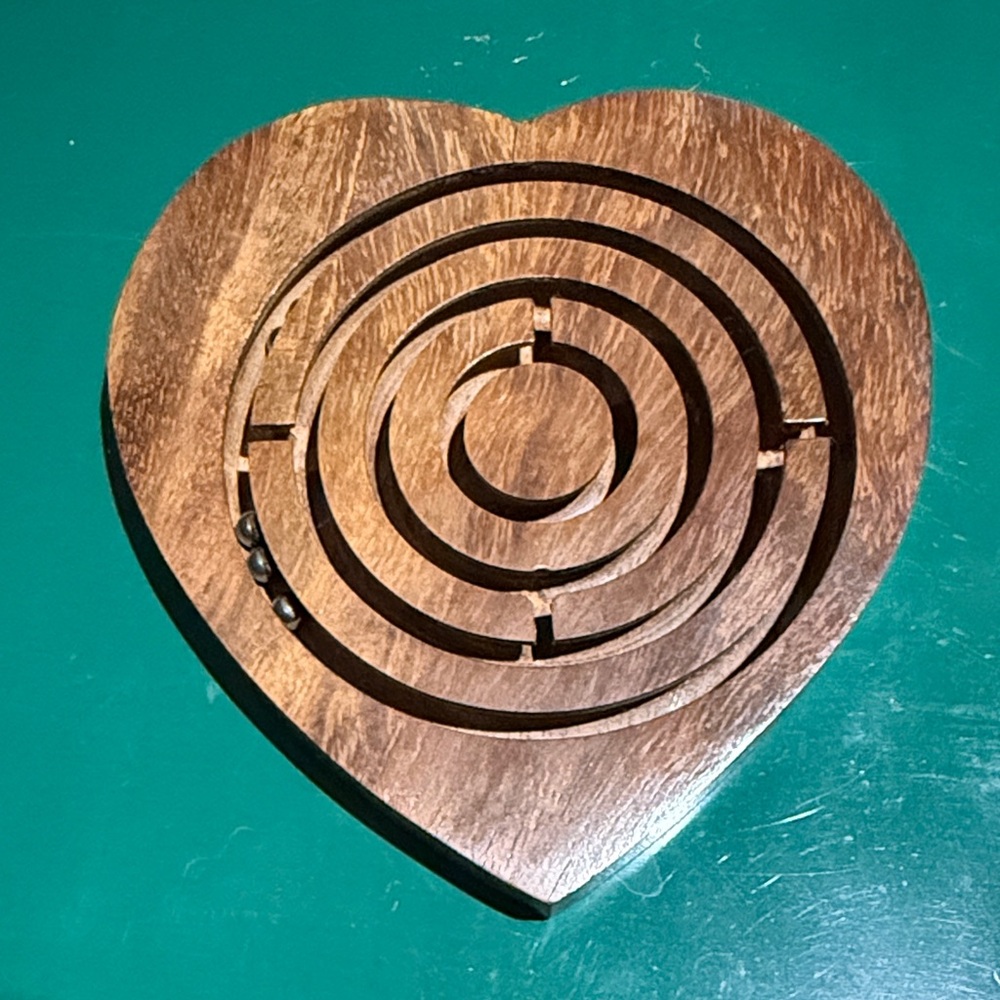 Heart-Shaped Wooden Maze Game
